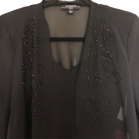 NWT R & M Richards beaded V-neck Two-piece dress black - Picture 6 of 16